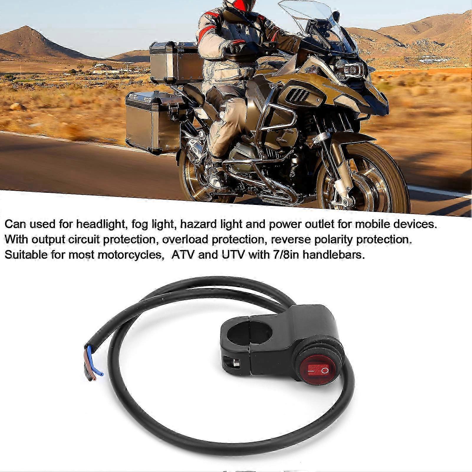 Motorcycle 7/8in Handlebar Switch with Hazard Light Indicator