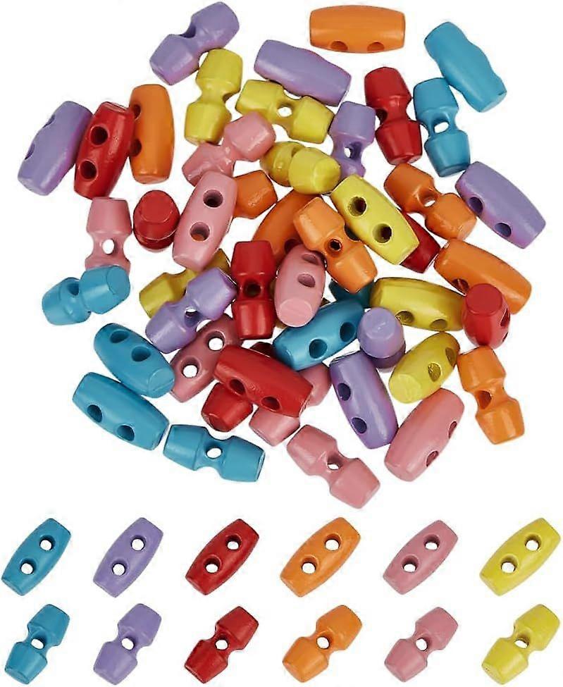 48 Pcs 1 Hole 2 Hole Mini Alloy Toggle Buttons 10x5mm Colorful Tiny Sewing Horn Toggle Button 6 Color Micro Olive Shape Sewing Button Small Bowling Se