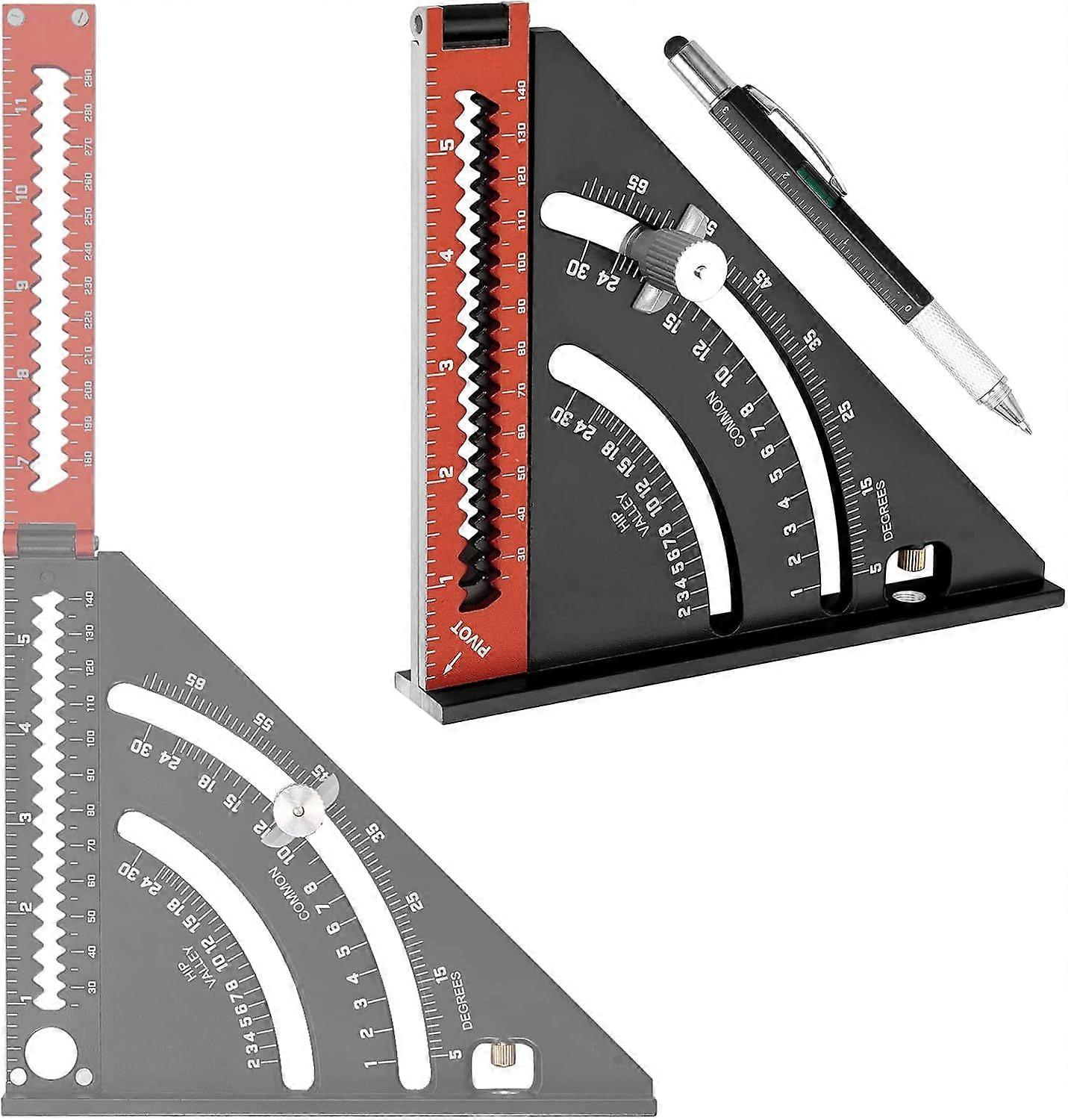 Folding Metal Carpenter Square Marker Pen 4 in 1 Aluminum Multi-Tool Ruler Square Marker Guide Protractor