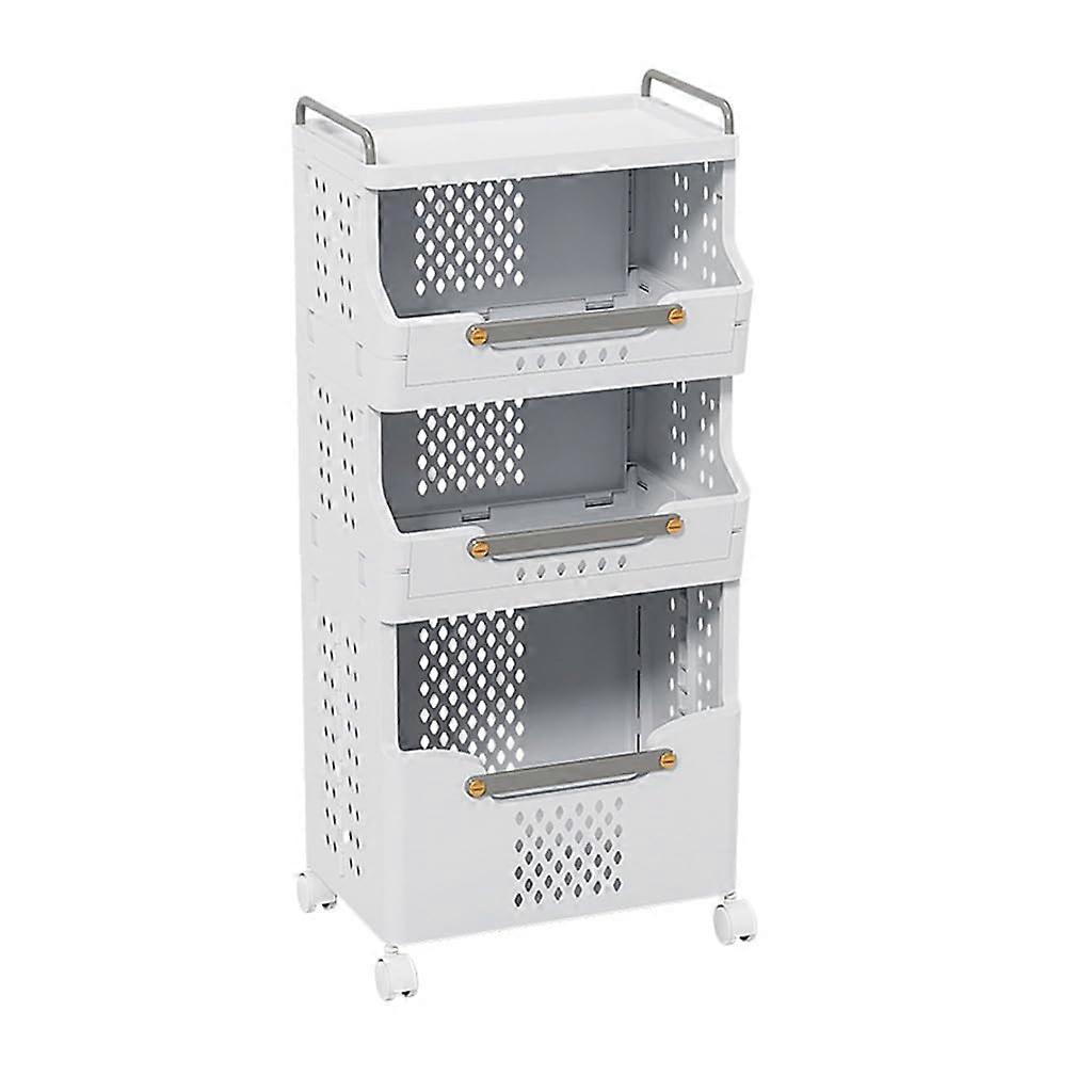 Slim Trolly Utility 2Tier Laundry Cart, Rolling Organizer With Handle, Wheels, Foldable Plastic Shelves, Kitchen