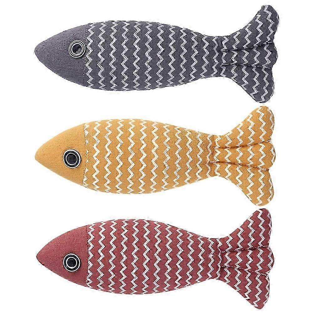 Pet Toys Containing Catnip Fish Shape For Interactive Fun Durable Stitching Maroon 3Pcs