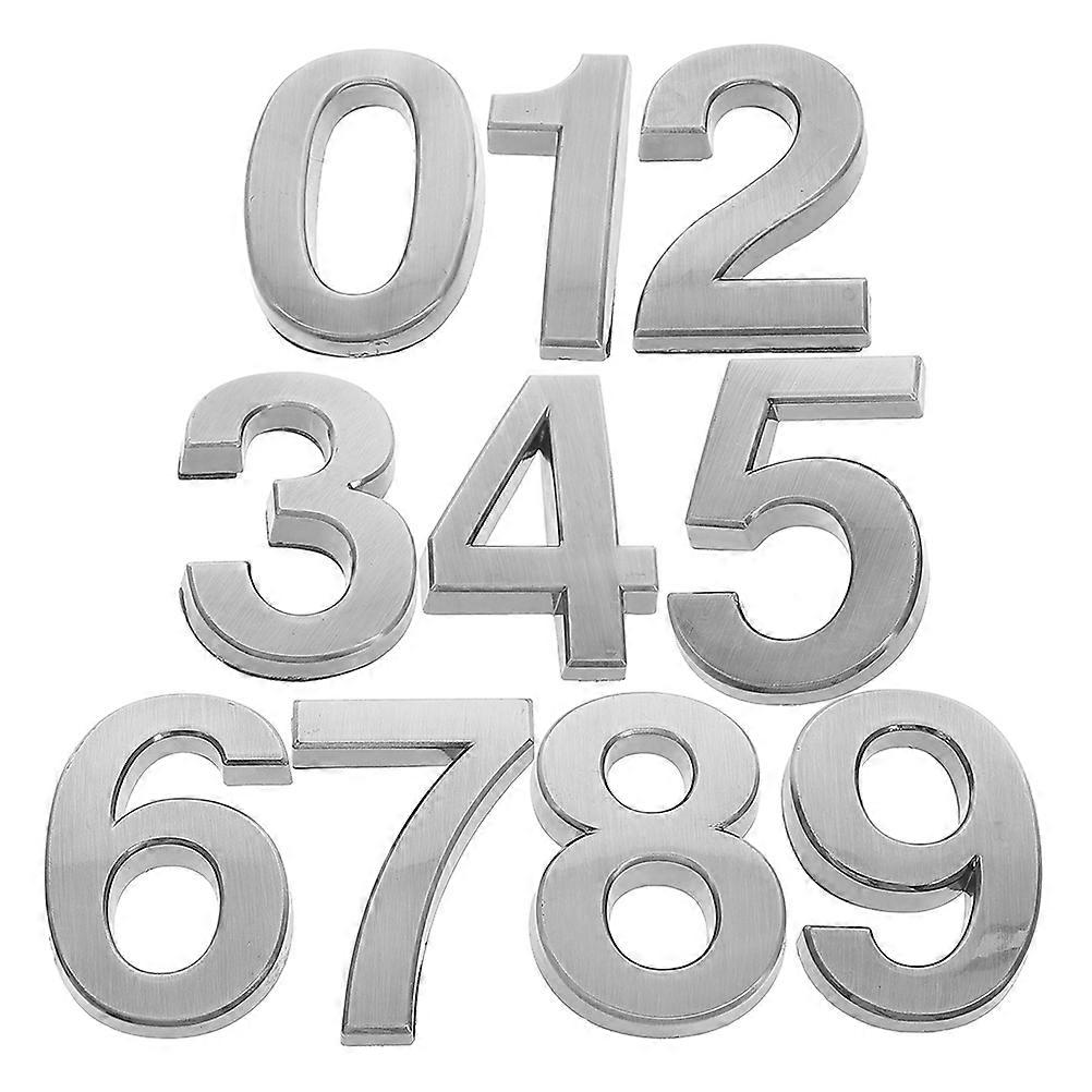 Grey Door Number Signs for House with 10Pcs Self-Adhesive 3D Numbers