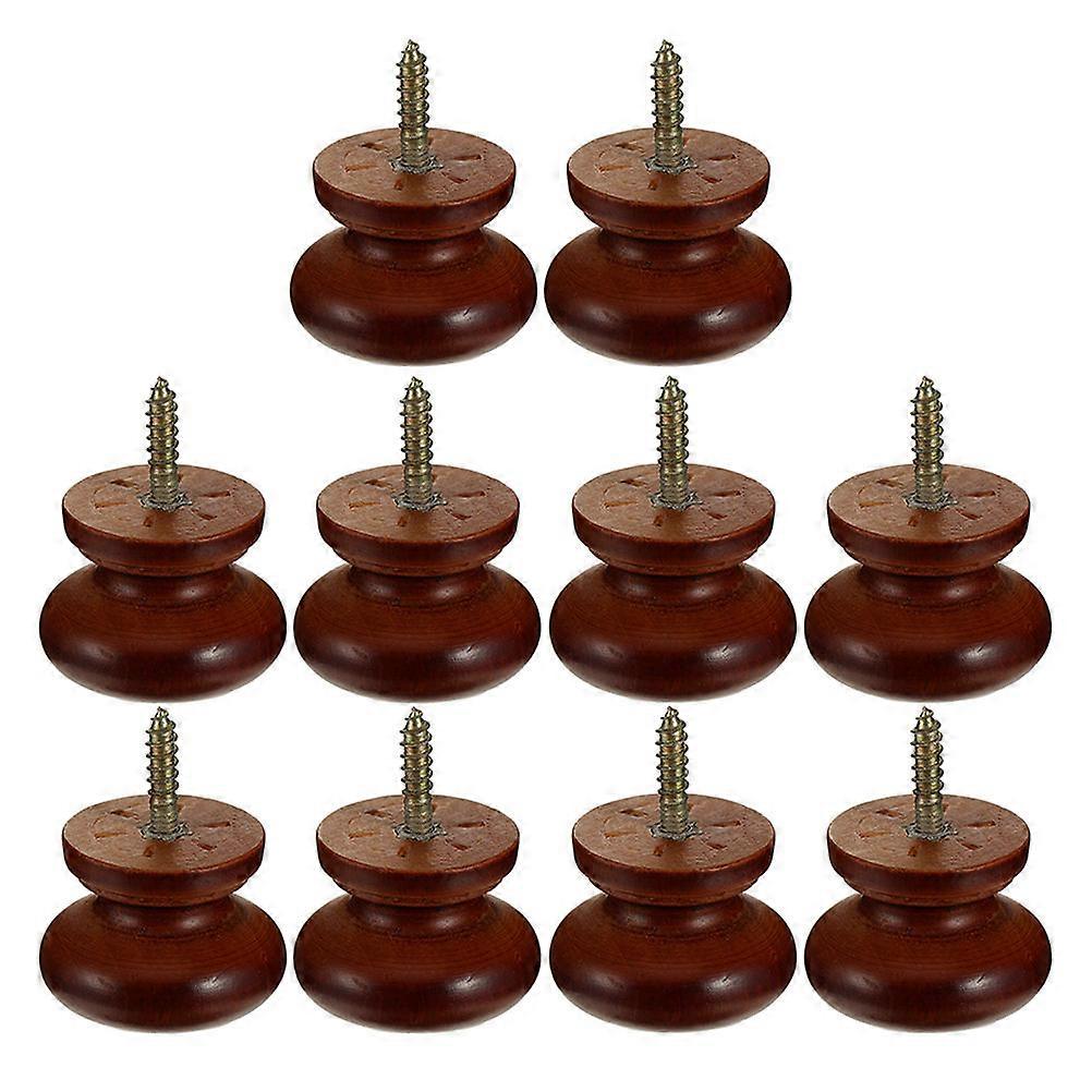 Round Solid Wood Cabinet Knobs for Decoration 10Pcs Light Brown Drawer Pulls