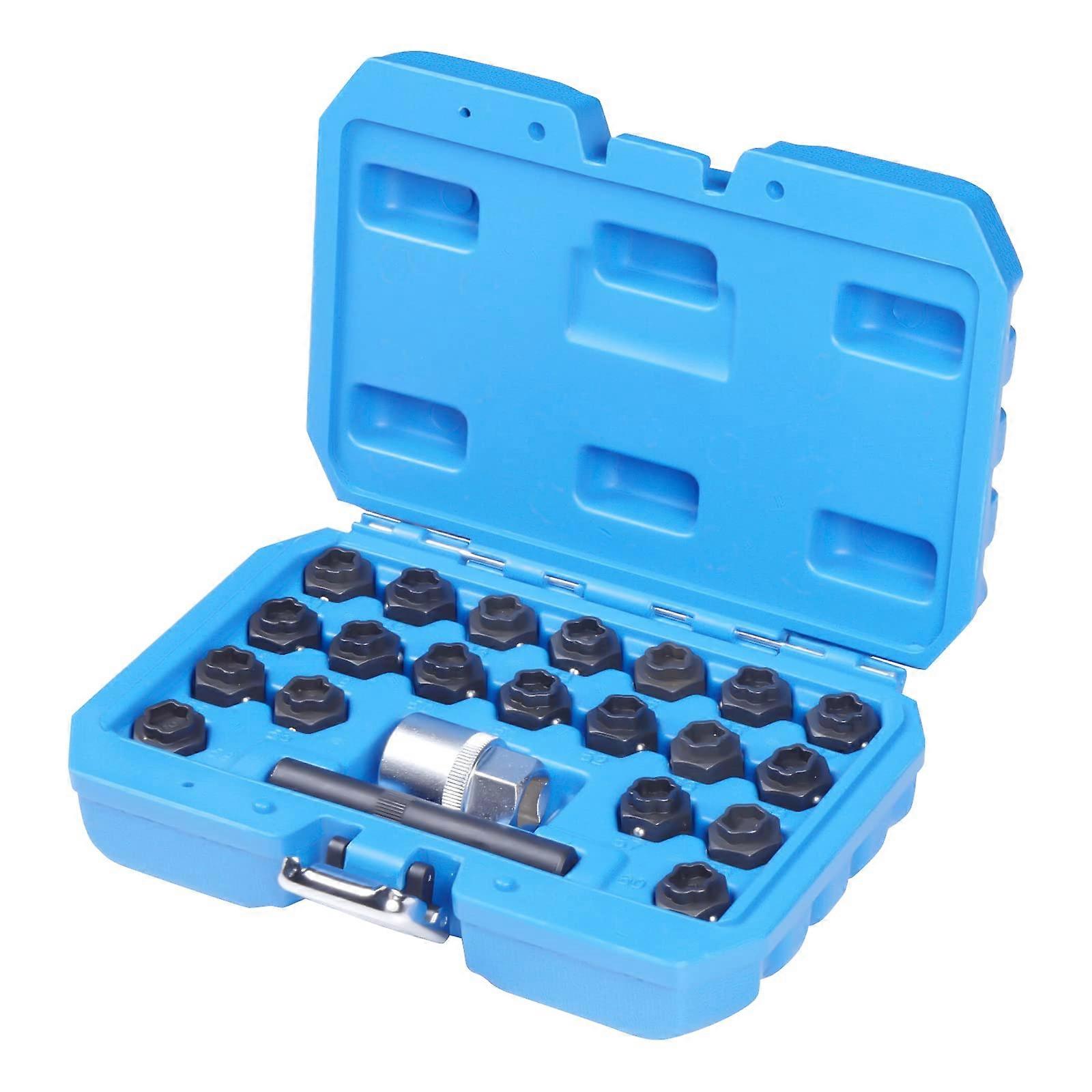 22pcs MultiPattern Lug Nut Key Set Wheel Lock Removal Kit with Extended Reach Bar for BMW