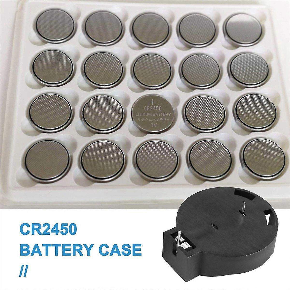 2 Pcs CR2450 Coin Cell Button Battery Socket Holder 2 Pins Black