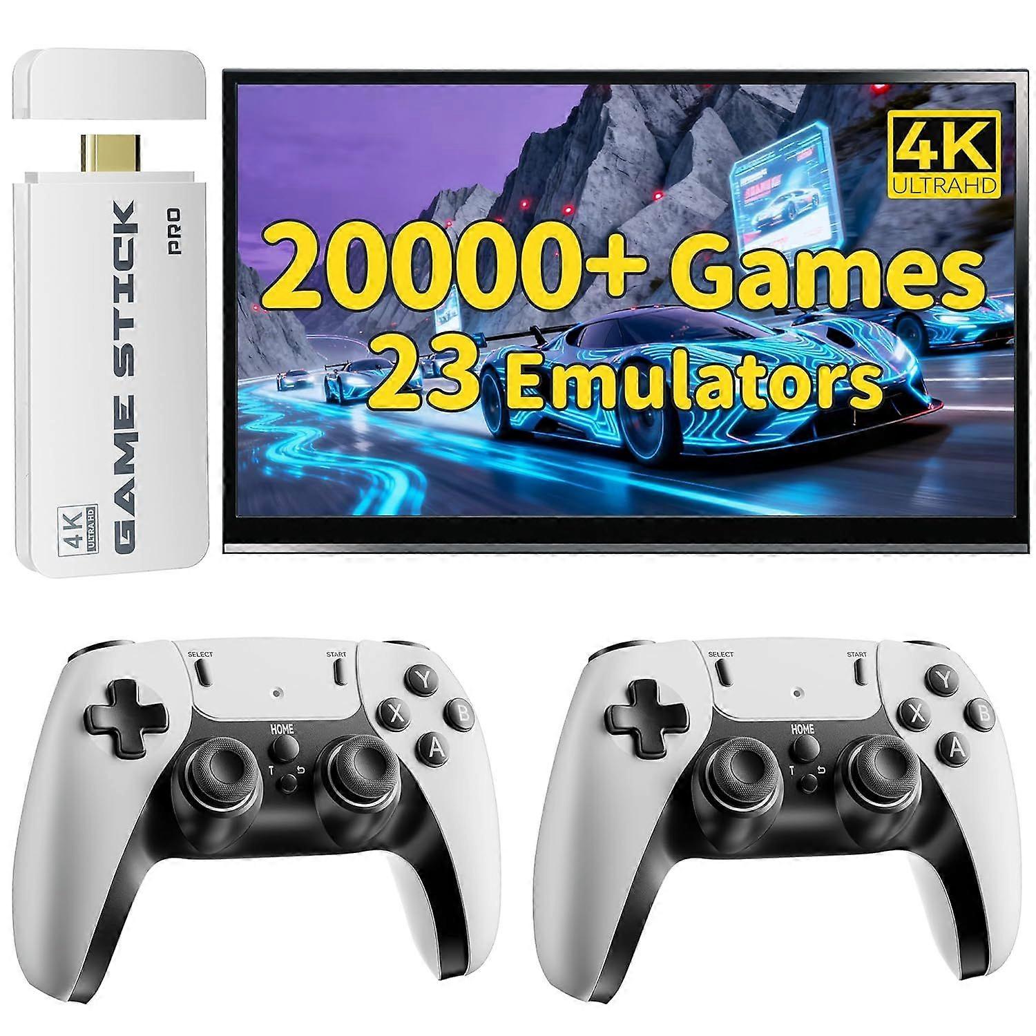 2026 Retro Game Console, 20K+ Classic Games, 23 Emulators, 4K HDMI Game Stick, Upgraded Dual 2.4G Wireless Controller 64GB, Plug and Play Video Game C