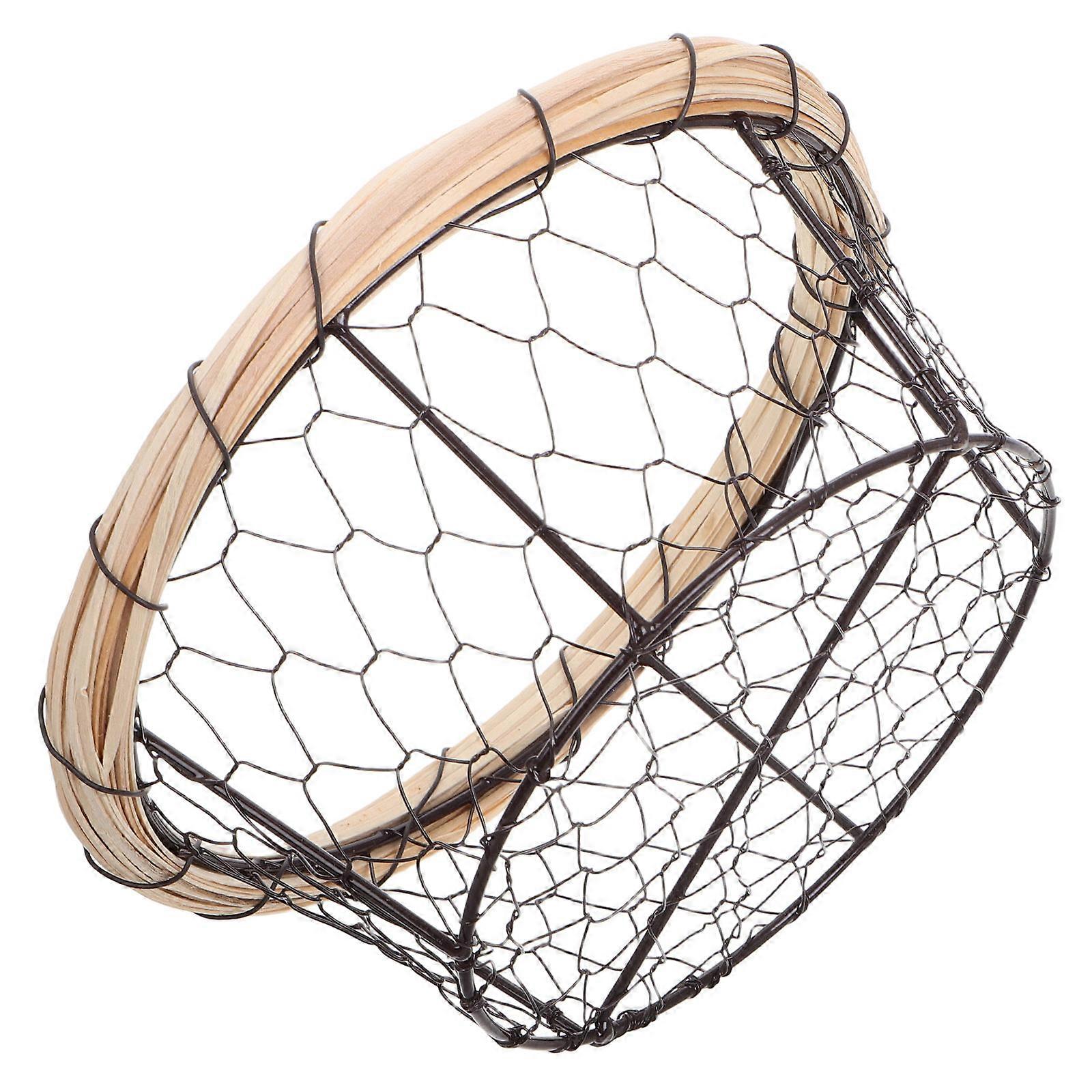 Iron Wire Basket Bread Storage Organizer for Kitchen Rustic 1 Piece