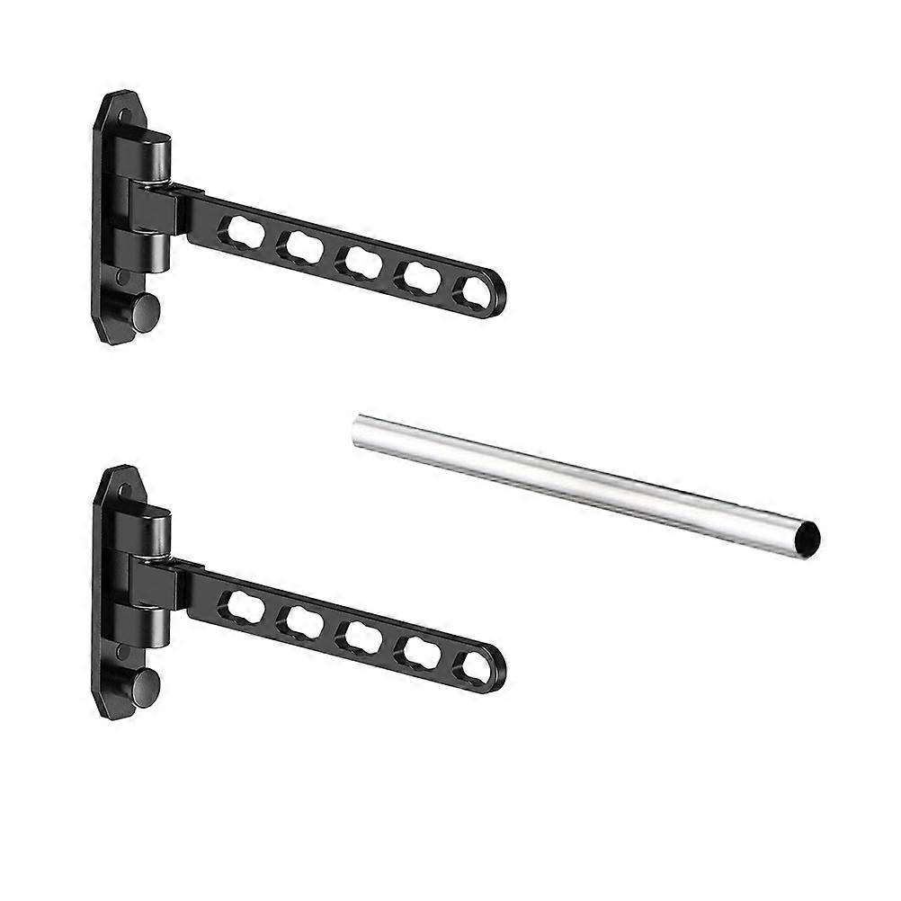 2Sets Punch-Free Clothes Rack Wall-Mounted for Home Use Silver Storage