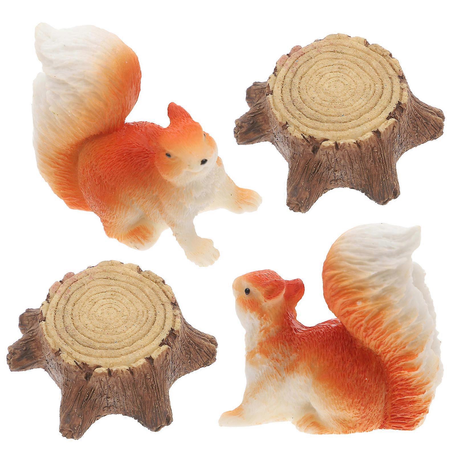 Miniature Animals for Crafts Resin Squirrel Figurines 4Pcs