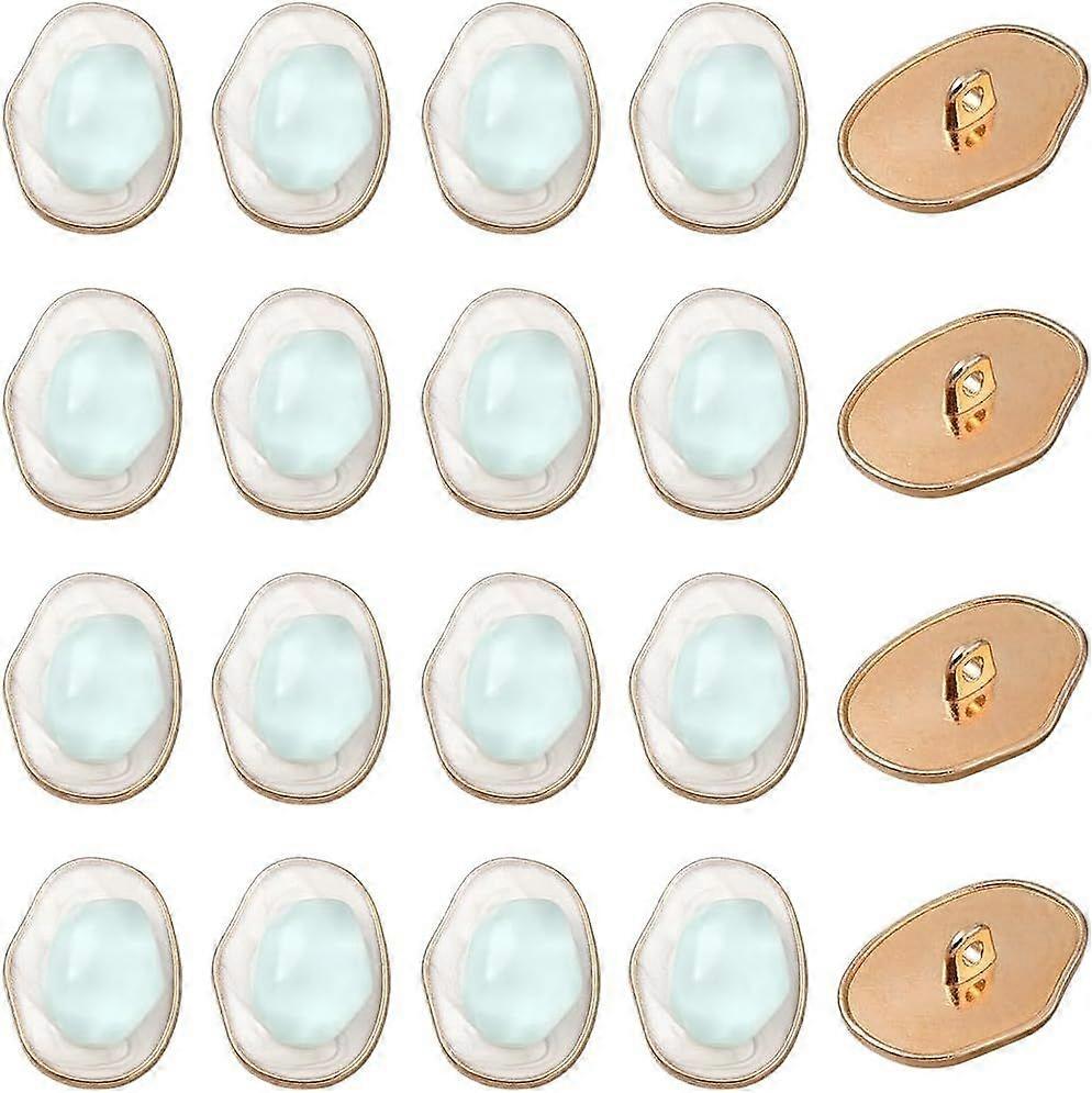 20 Pcs Blue White Irregular Jewel Button Vintage Style Layers Shimmer Enamel Metal Shank Versatile Replacement Buttons for Sewing Making Clothes Coats