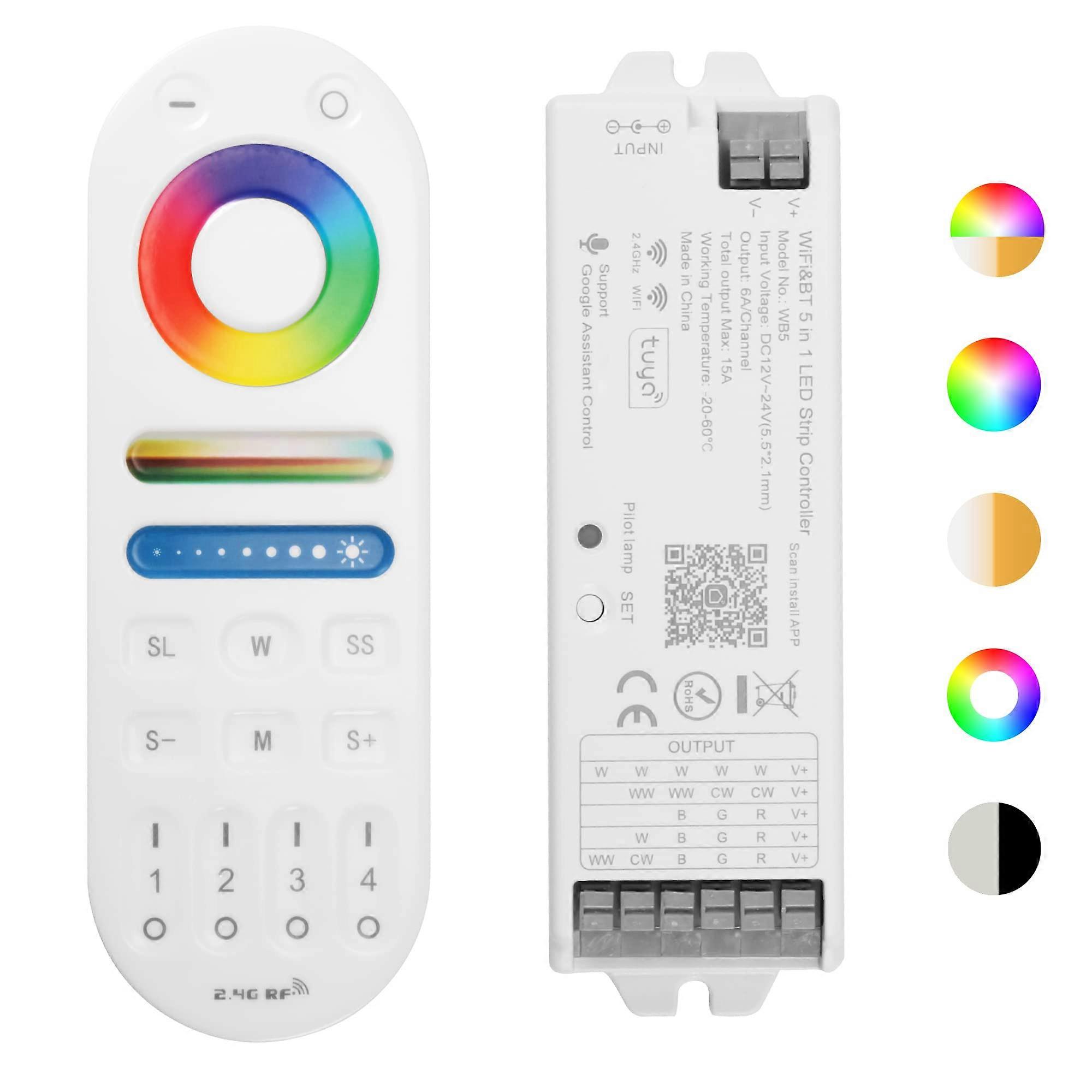 LED Controller Kit WiFi RGB CCT, 5in1 Smart App Control, RF Remote, Compatible with Alexa and Google Home
