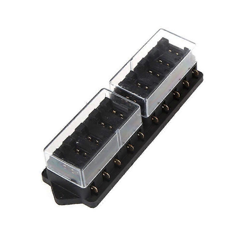 10 Way Blade Fuse Box for Car and Truck, Heavy Duty ATO ATC Fuse Holder 12V 24V with Mounting Holes