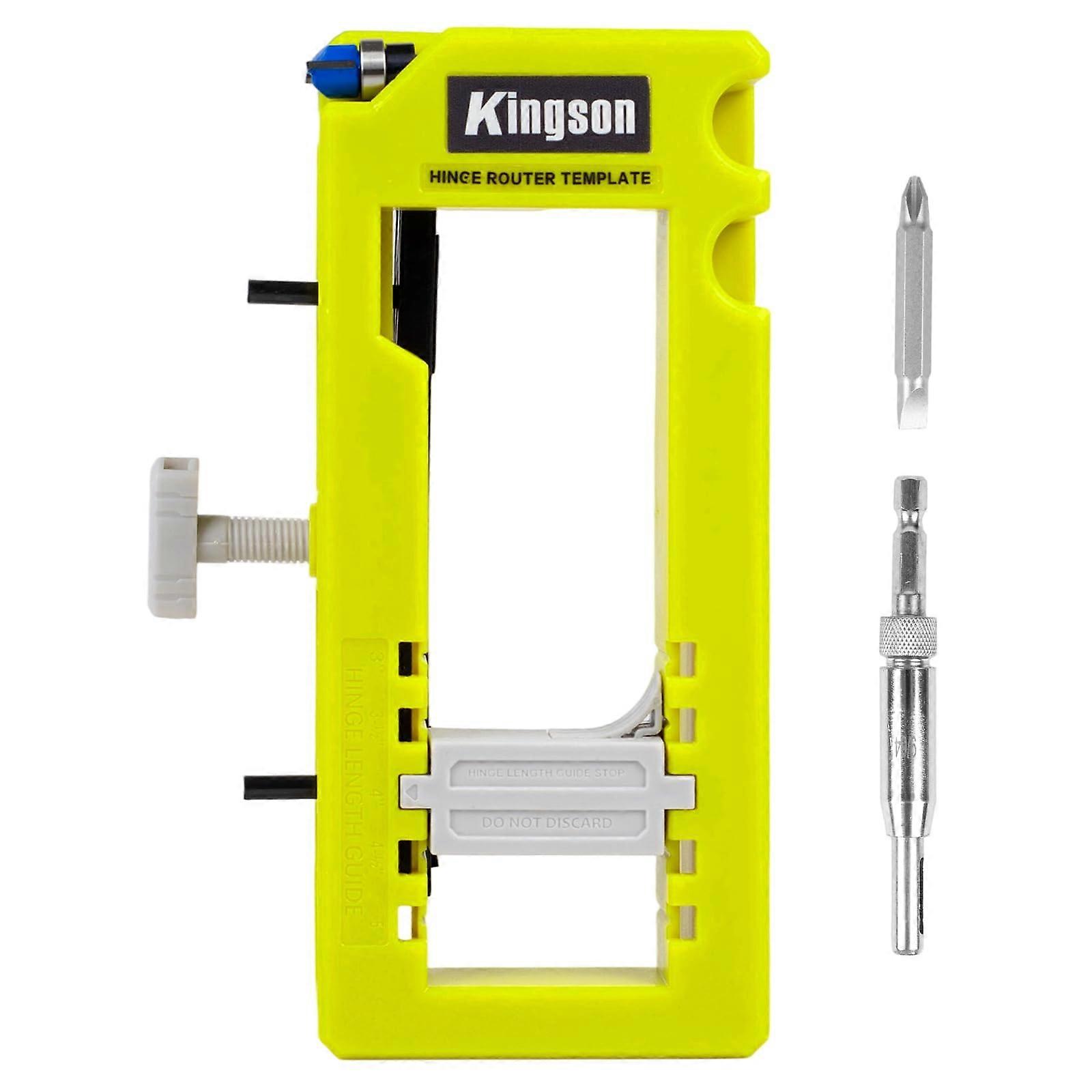 Door Hinge Mortiser Jig with Adjustable Router Template, Built‑In Depth Gauge, Square or Radius Corners