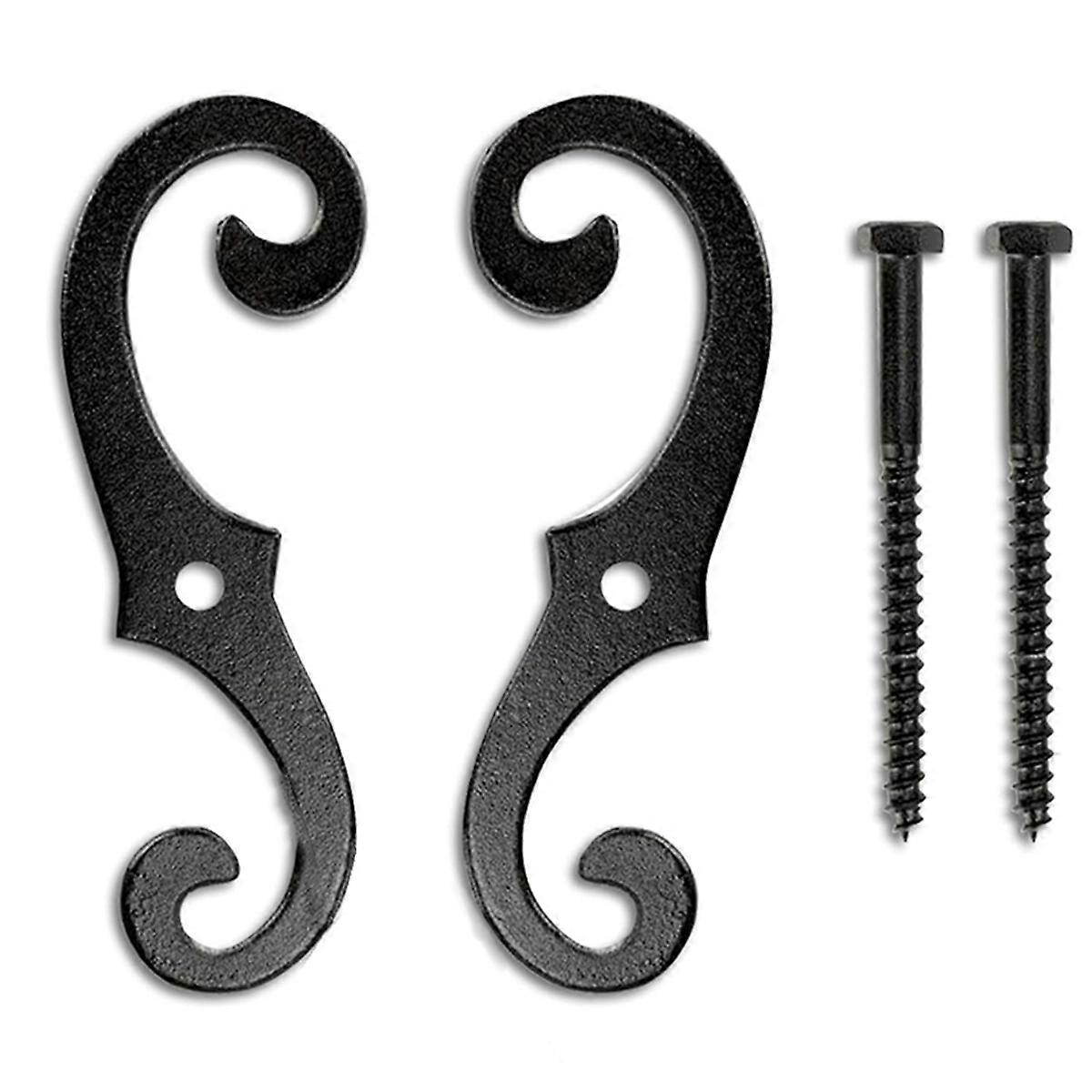 2PCS Cast Iron Shutter Fasteners - Decorative S-Shape Shutter Dogs Hardware - Rust- External Shutter Tieback