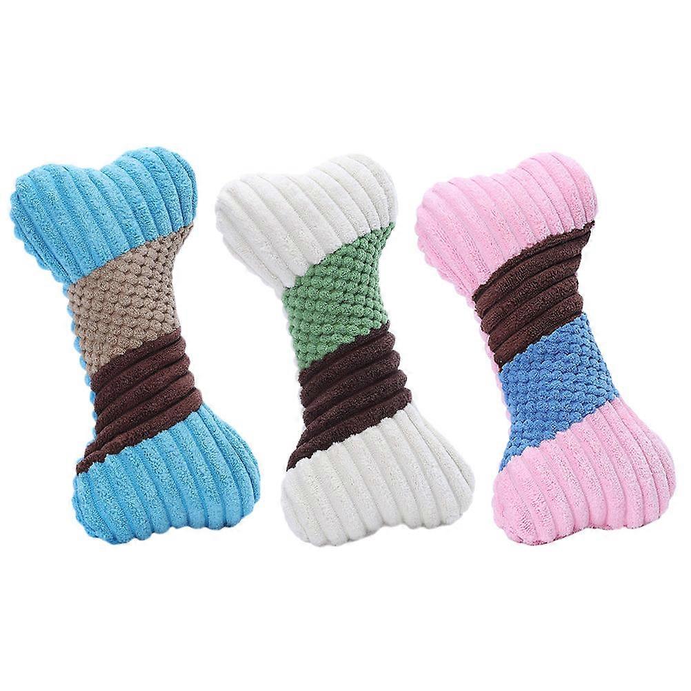 Puppy Bite Chew Toy Plush Bone Shape for Interactive Play 3Pcs Set