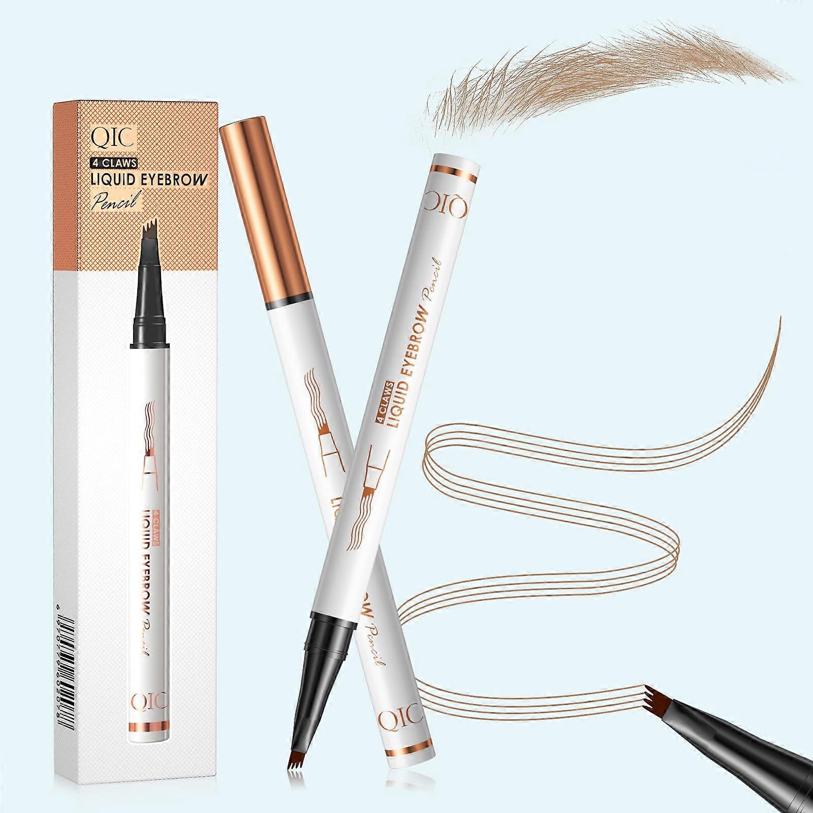 Microblading Eyebrow Pencil 4 Fork Precision Tip Tattoo Brow Pen Light Brown for Natural Eyebrows