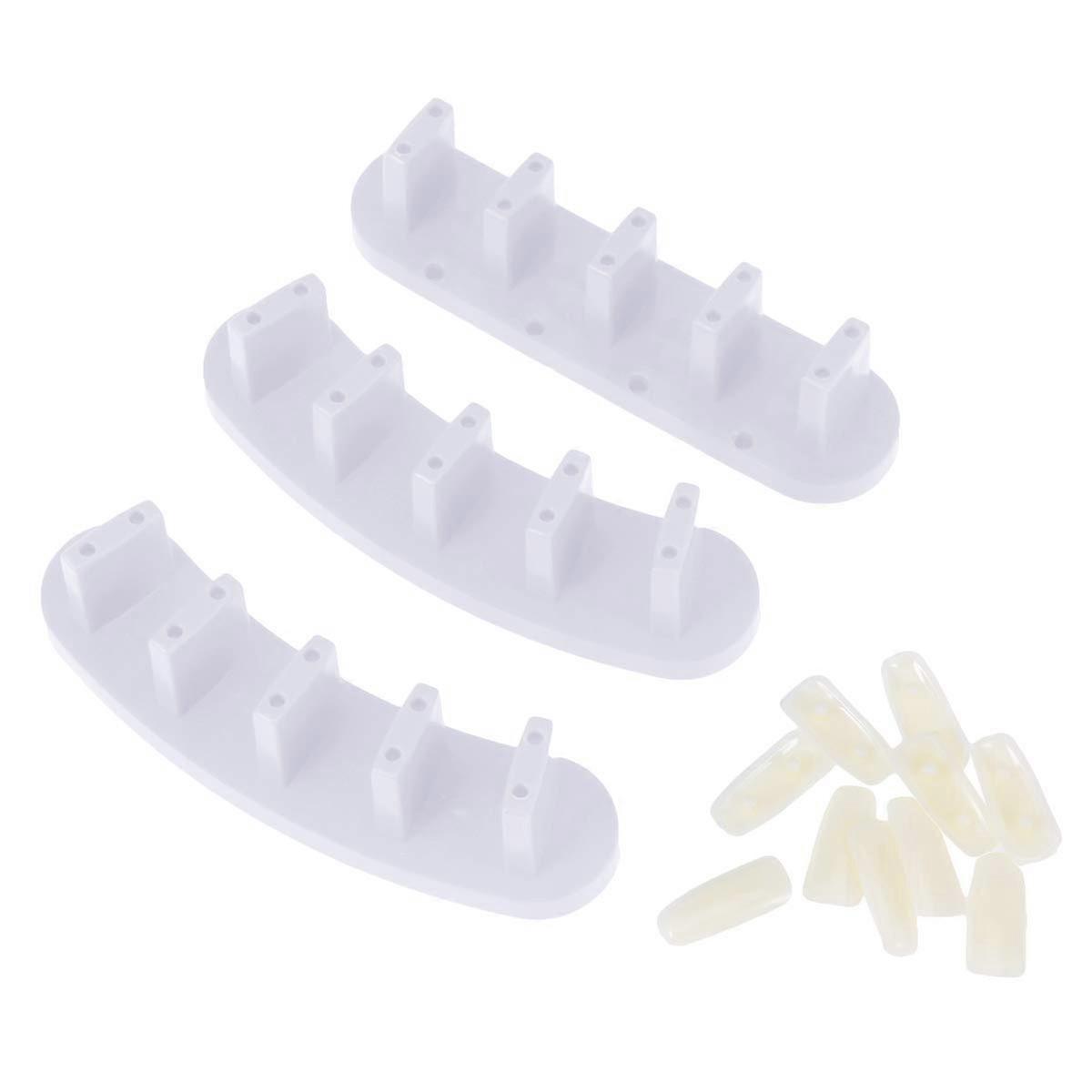 3pcs Plastic Nail Practice Stand Set with White Nail Tip Holders for Nail Art Training and Display