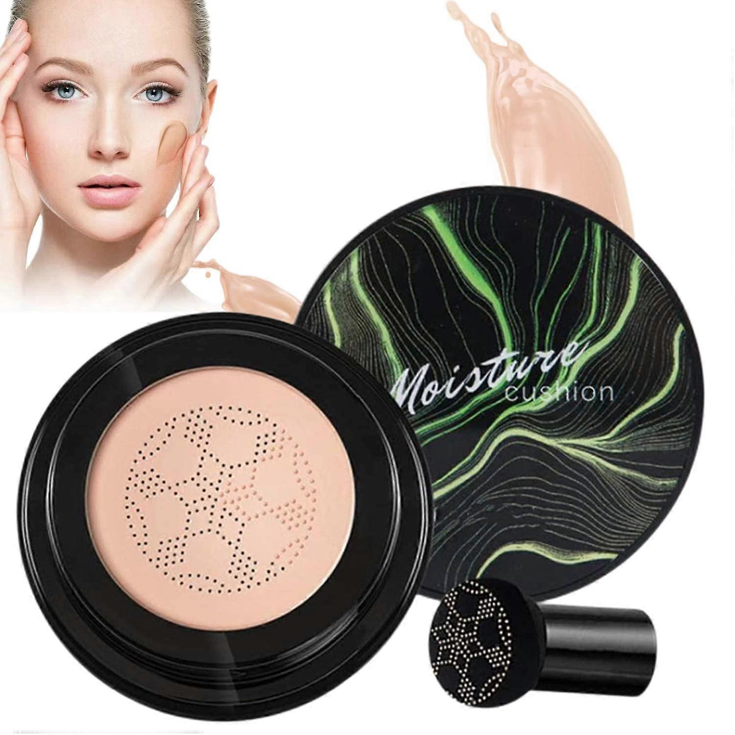 Long Lasting Moisturizing CC Cushion Foundation with Mushroom Sponge for Natural Flawless Coverage