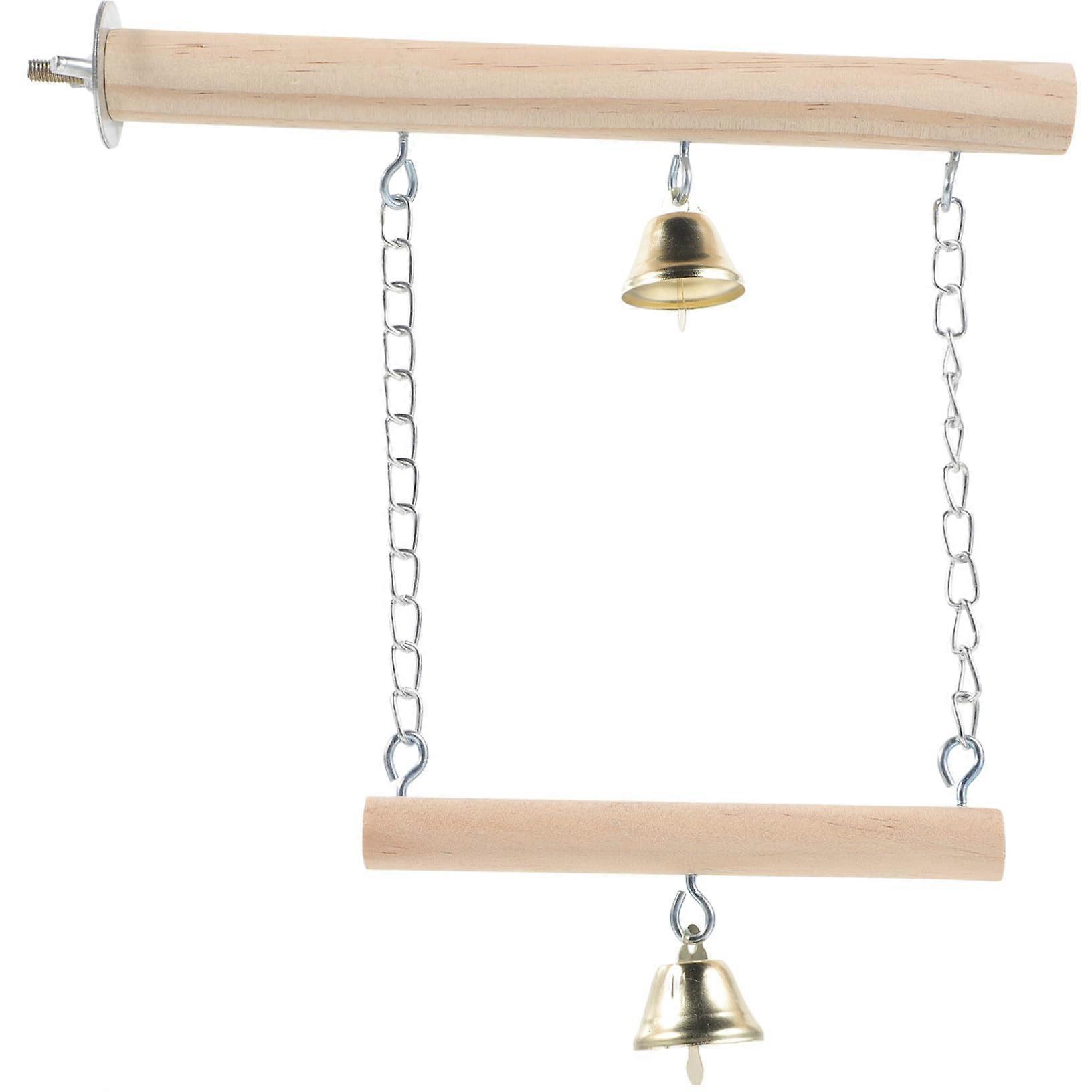 Bird Swing Perch with Bell for Parakeets and Conures, Balance Training and Chewing Exercise