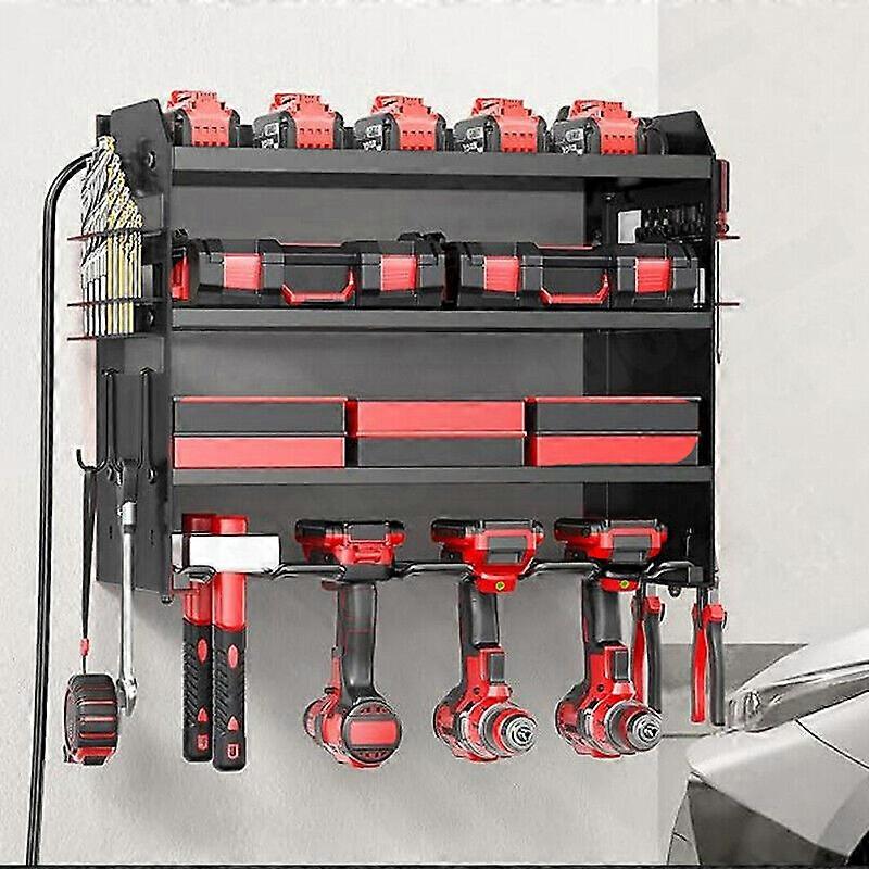 Power Tool Rack Organizer Wall Mount Drill Holder 4 Layers Tool Boxes