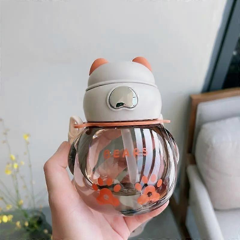 450ml Leak-Proof Straw Water Bottle with Adjustable Strap Sippy Cup with Straw