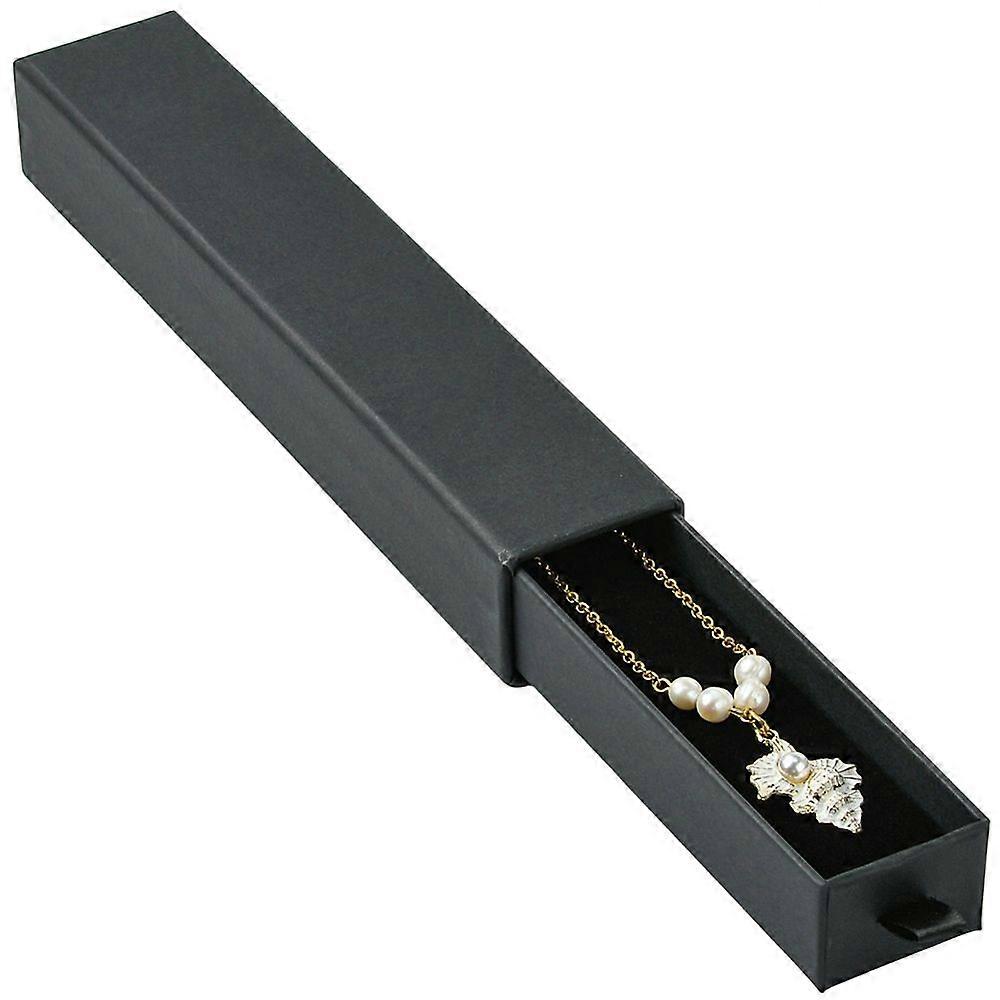Paper Cardboard Jewelry set Drawer boxes Rectangle Black 21.1x4.1x3.1cm
