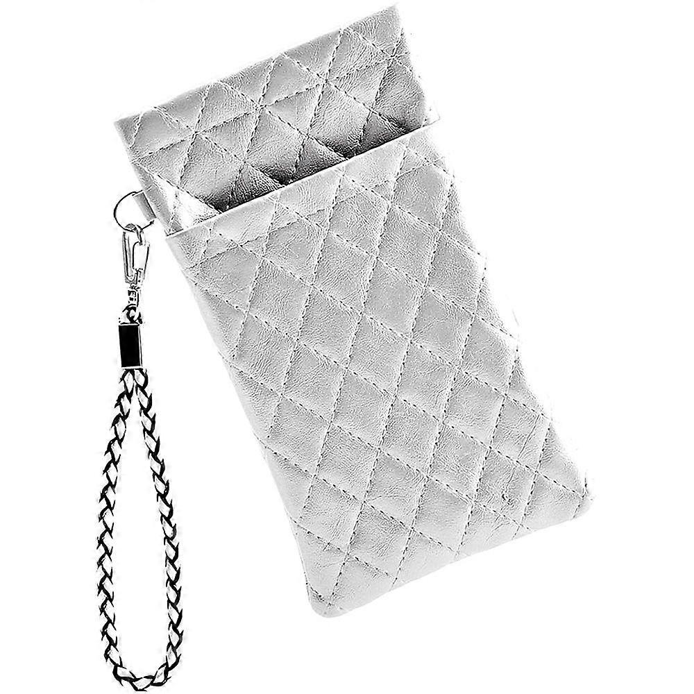 PU Leather Eyeglass Cases Rectangle Silver 180x105x18mm