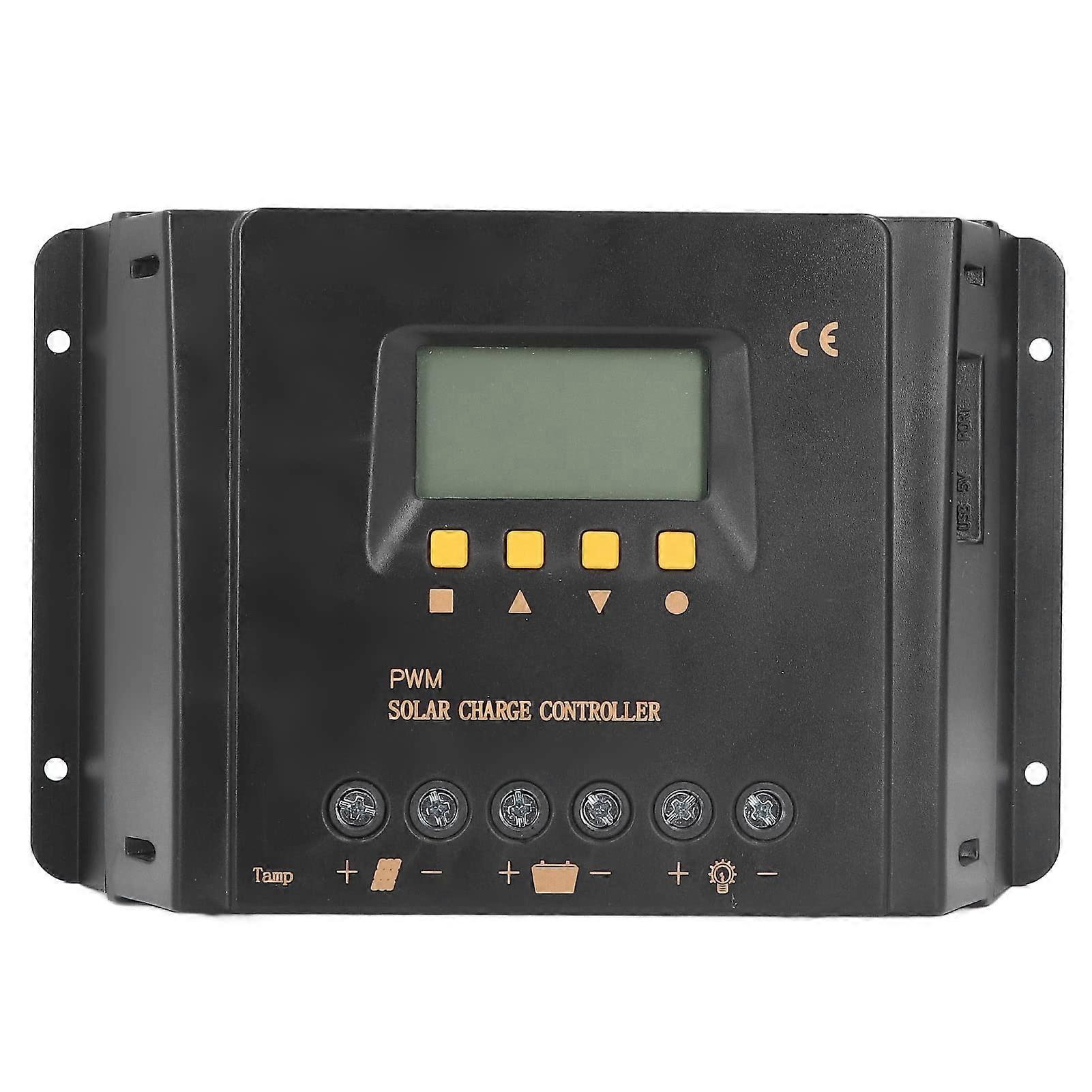 12V 24V 30A PWM Solar Charge Controller with LCD, Auto Voltage Detection, Temp Compensation for Off Grid