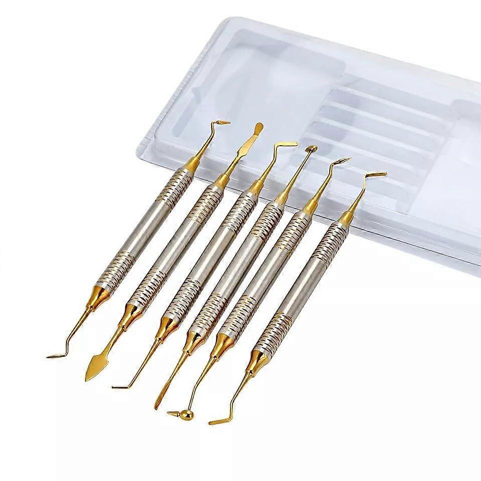 Dental Composite Instruments Set 6pcs Blue Titanium Coated Restorative Dental Tools