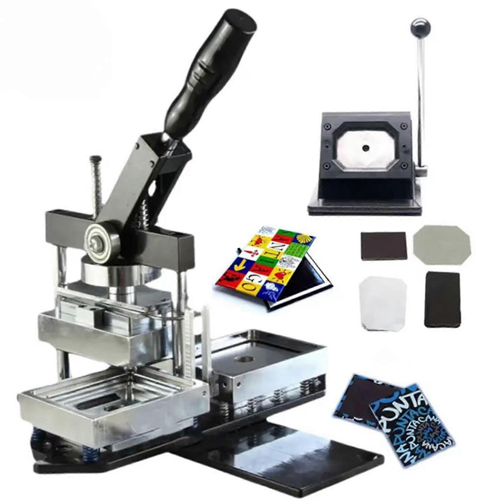 DIY Fridge Magnet Maker Kit 80x53mm Rectangular with Press Cutter and 100 Sets for Custom Photo Crafts