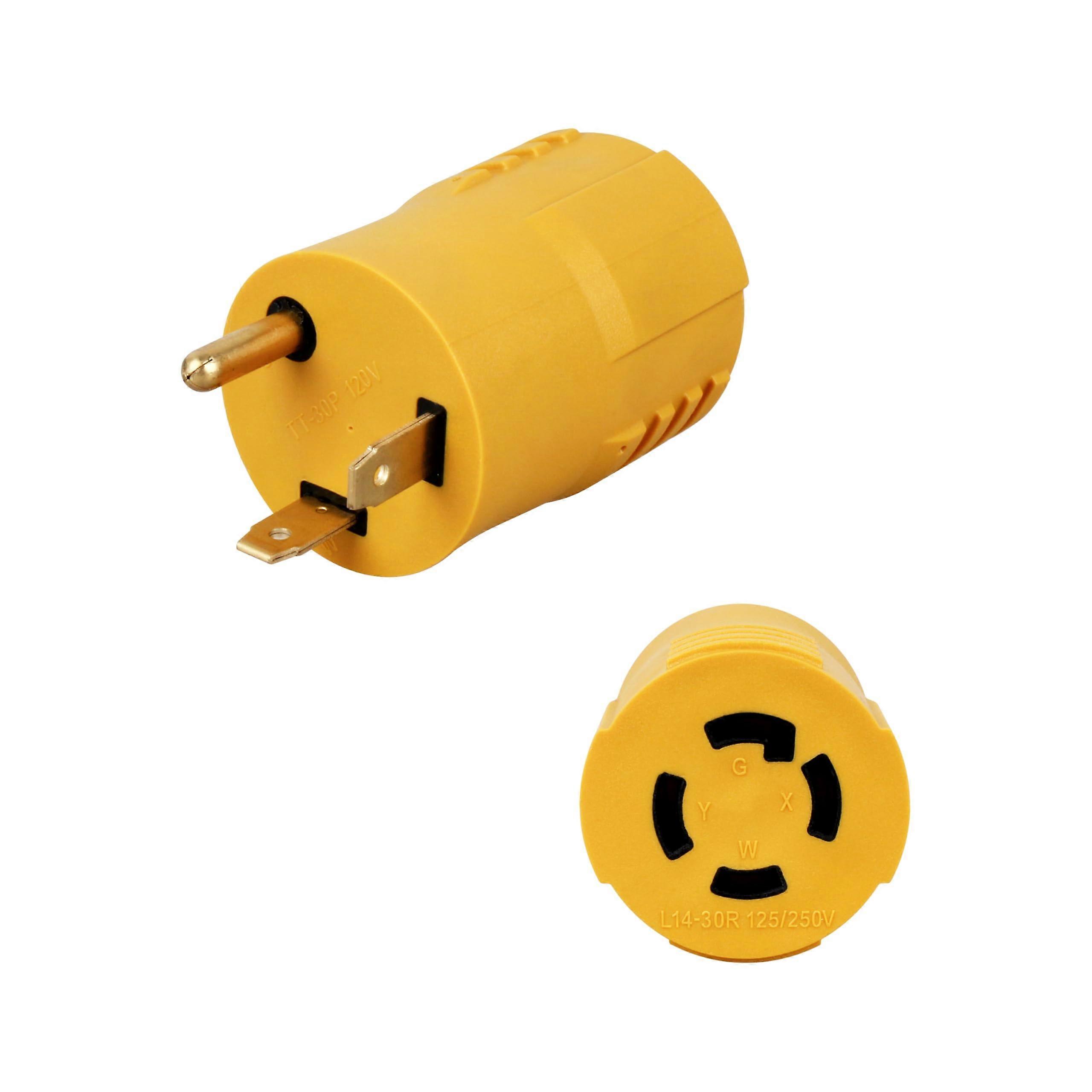 RV Generator Adapter NEMA TT30P to L1430R 30 Amp Quick Plug Conversion  Visibility Yellow