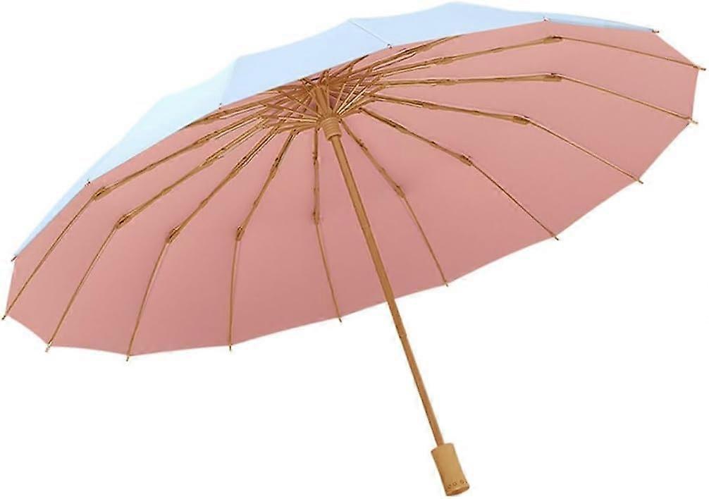 Windproof Travel Umbrella with 16Bone WindResistant Structure and Compact Folding Design