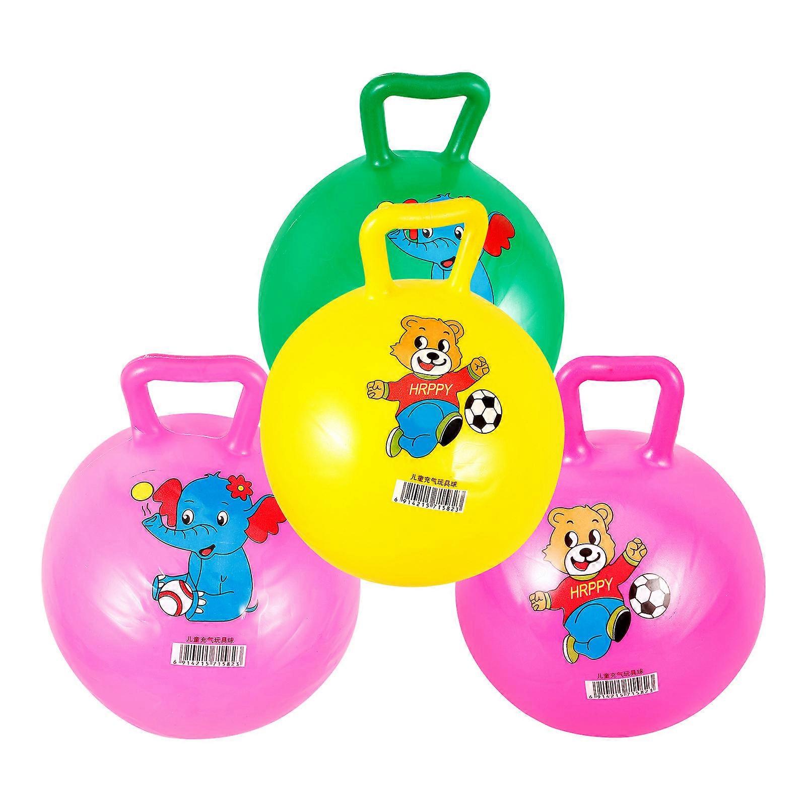 Kids Jumping Ball Cartoon Pattern Ball for Playing Use 4Pcs Assorted Color