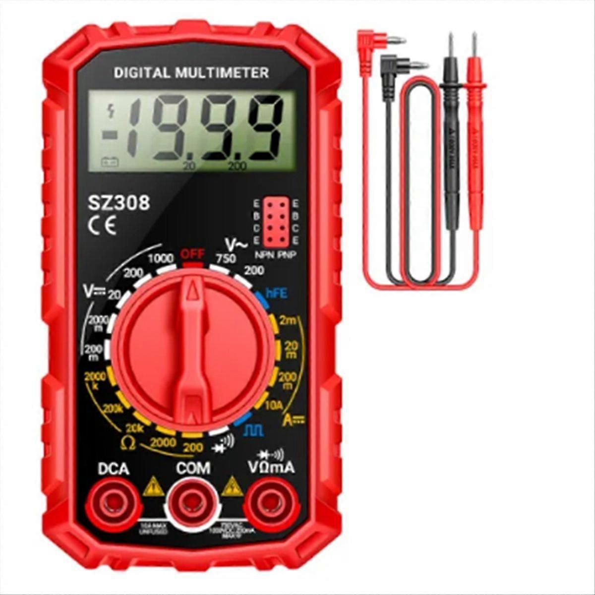 SZ308 Square Wave Digital Tester 1999 Counts HFE Triode Buzzer Multimeter Voltage 10A Current Multi