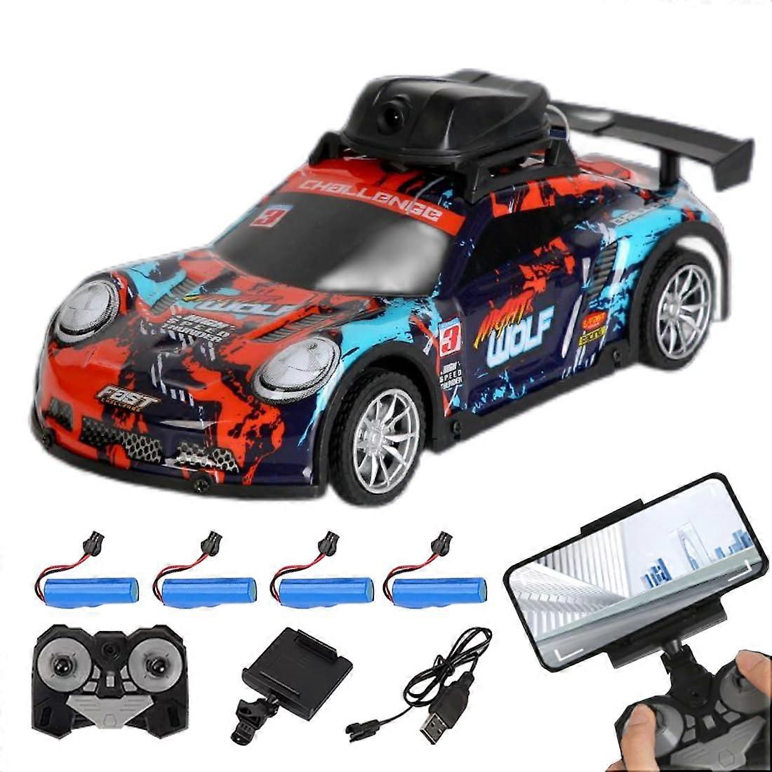 4Channel RC Car with Camera, Speed Drift, LED Lights, App Control, Long Battery