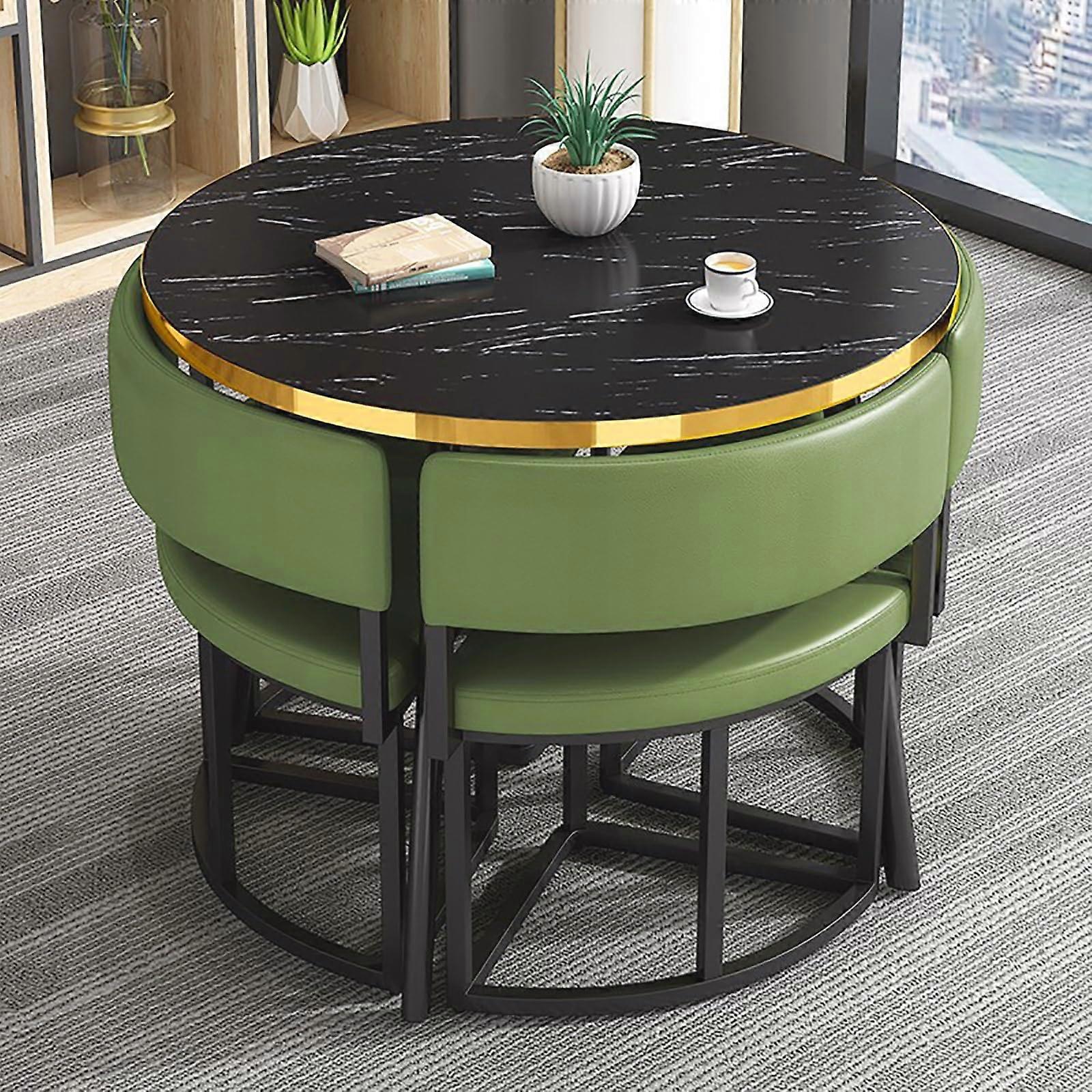 Round Dining Table Set with Chairs, SpaceSaving Design for Office, Kitchen, Apartment, Balcony