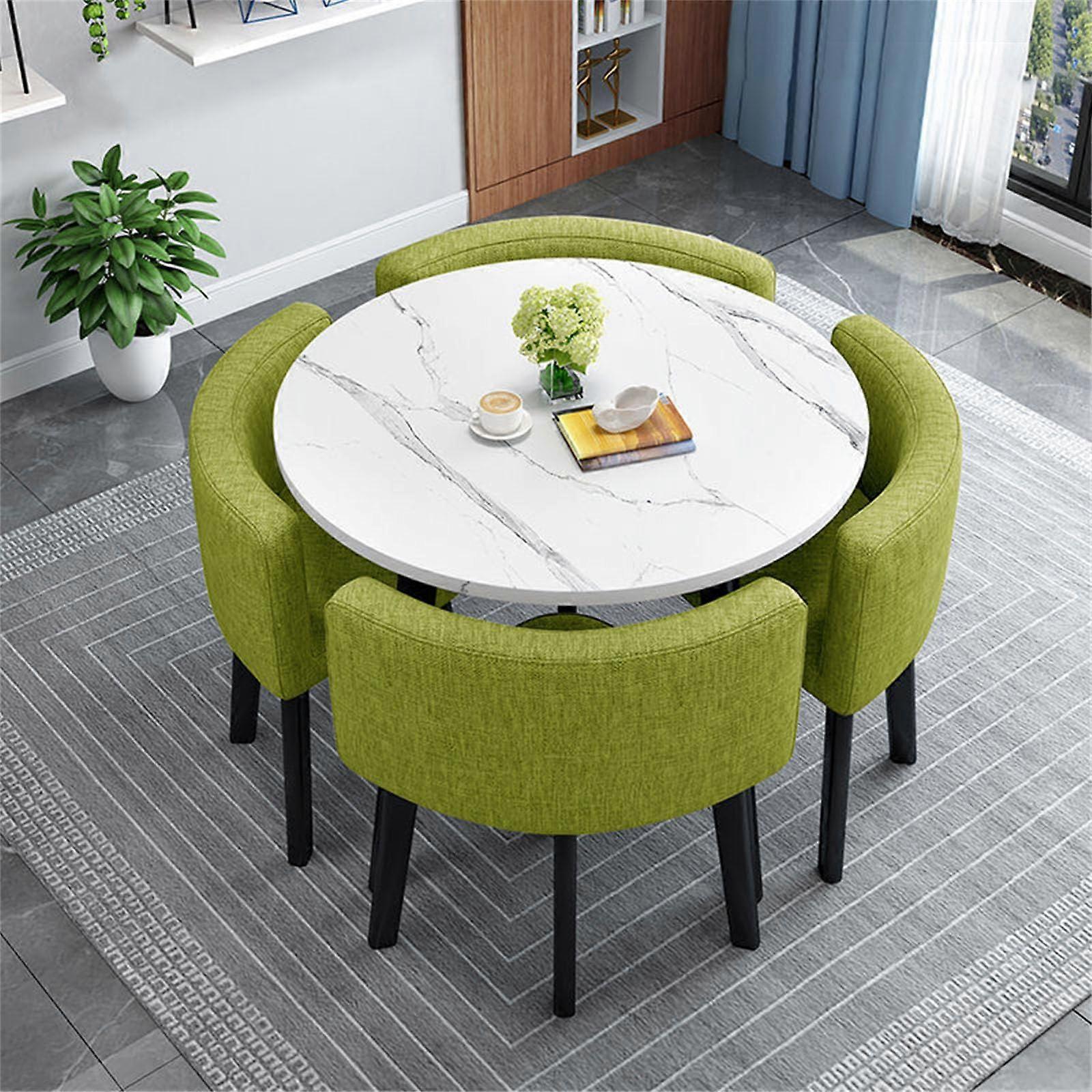 Round Dining Table Set with 4 Chairs, 80cm Compact Design for Kitchen, Office or Reception