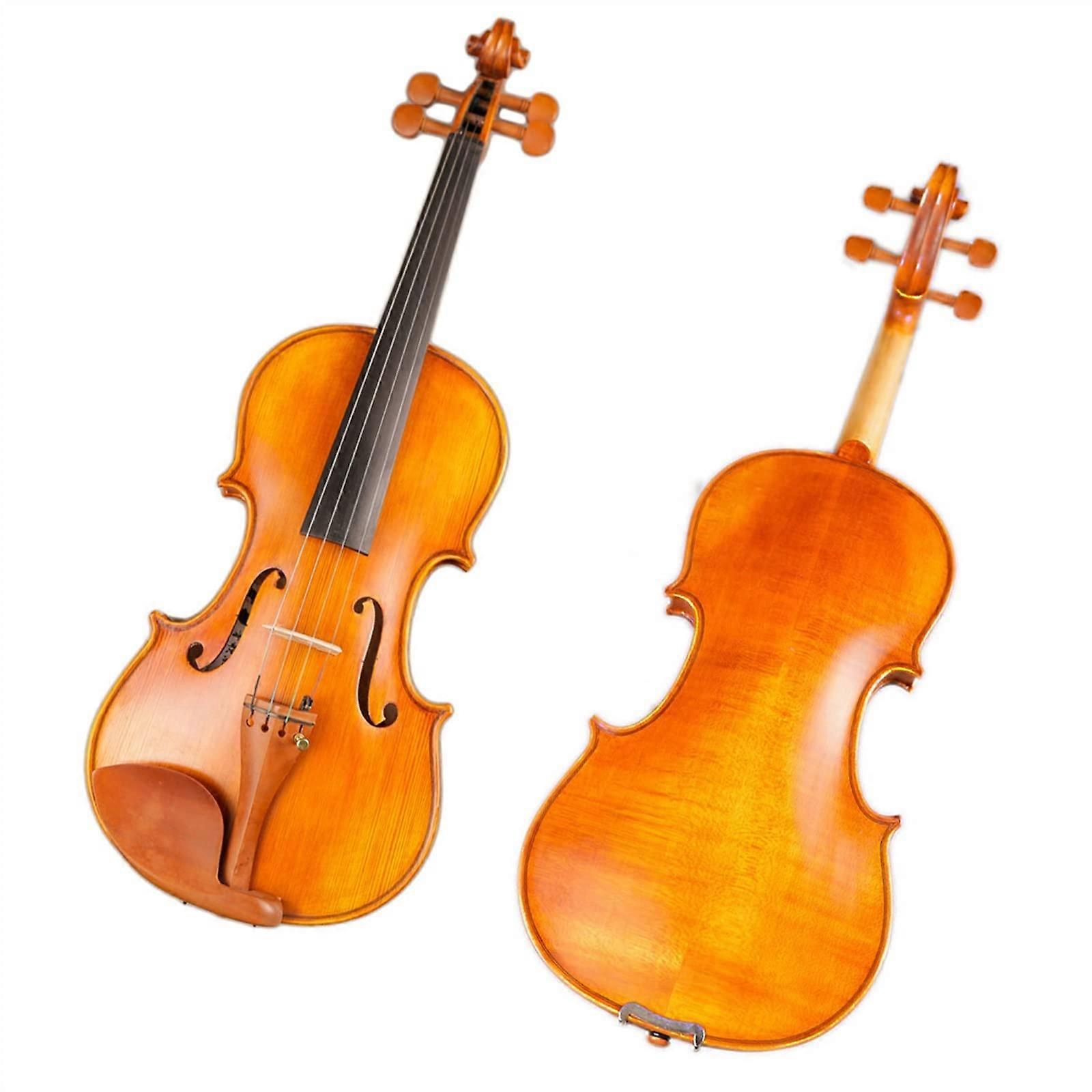 1/4 Size Solid Wood Violin for Beginners with Ebony Fingerboard Bow and Triangular Case