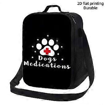 1pc, Paw Print Featuring a Red Cross, Labeled "Dogs Medications". This Is a Patterned Insulated Cooler Bag with a Should-Awszx