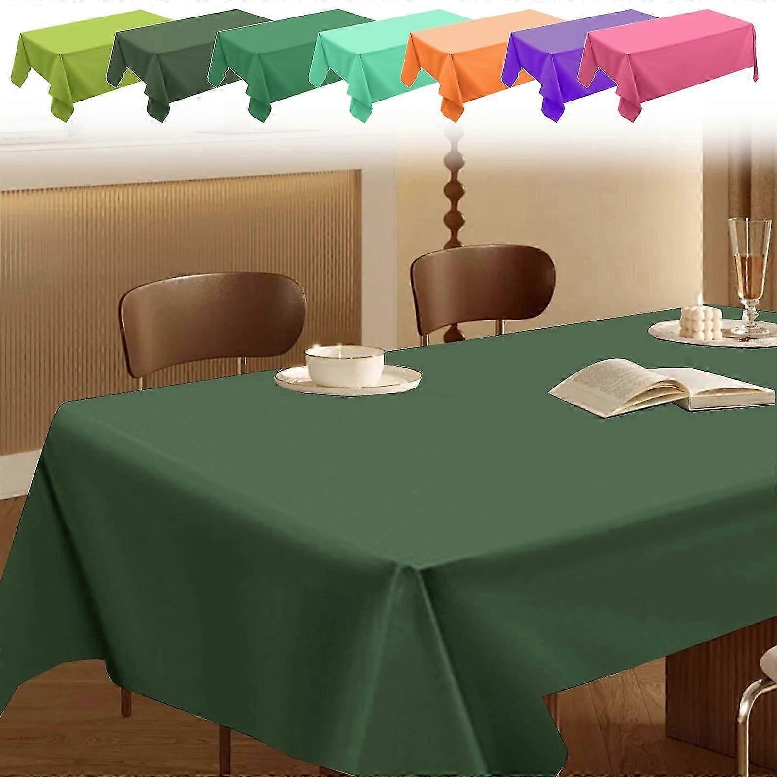 Large Rectangular Plastic Table Cover, Solid Color Disposable Tablecloth, Wipe Clean, 72x53.9in, for Home/Party/Event Decor