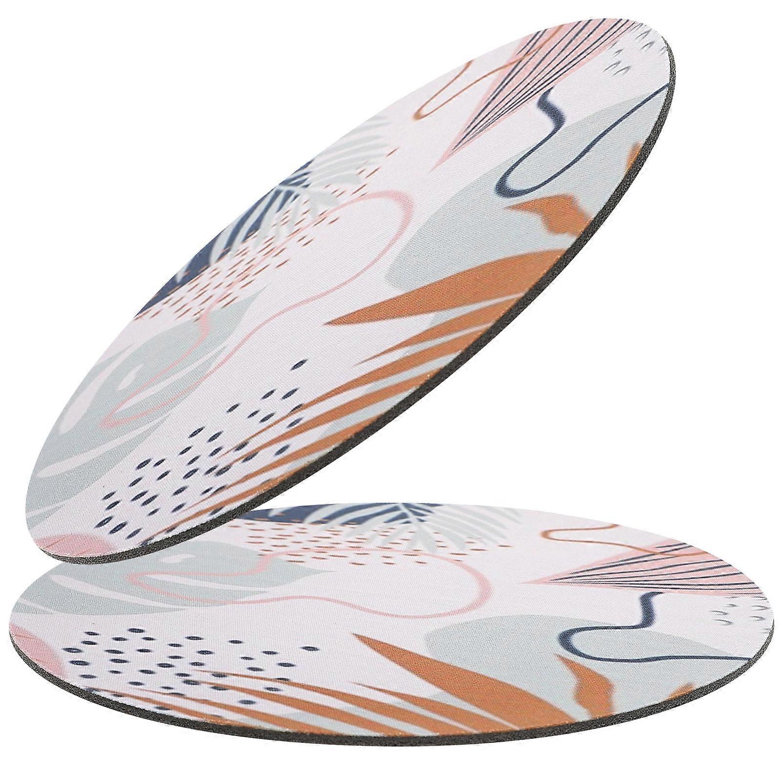 Mouse Mat Round Anti-Skid for Computer Use 2Pcs Rubber Pattern Desk Pads