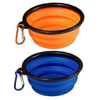 2 Pack Collapsible Dog Bowl, 350ml Portable Dog Water Food Bowl, Travel Bowls Feeding Watering Dish with Carabiner for Traveling, Walking, Hiking