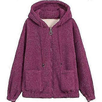 Thick Warm Lamb Coat Women Plus Size Hooded Outerwear Zipper Cardigan Hoodie