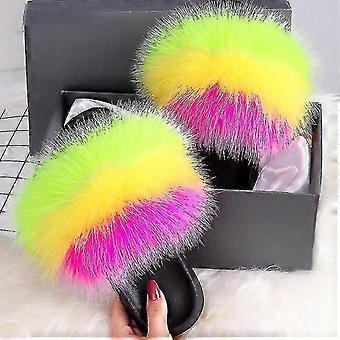 Summer Fur Slippers Fluffy Cute Plush Ladies Flip Flops Luxury Charming Sandals