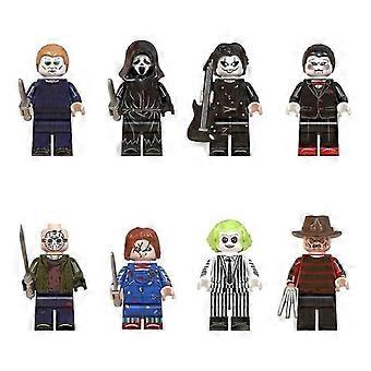 8pcs Halloween Scary Characters Mini Action Figure Building Blocks, Horror Movie Series Miniature Model Figurine Toy Halloween Decor - Creative Christ