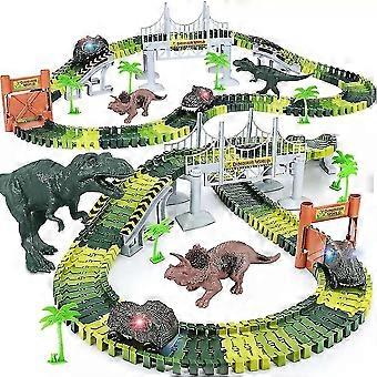 Dinosaur Tracks Train Set Tracks Electric Car Track Playset With Remote Control Dino Race Car Toy Birthday Gift