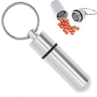 Llavero de aluminio Medicación Pill Box. Mini cajas de píldoras de viaje portátiles impermeables (1 piezas, plata)