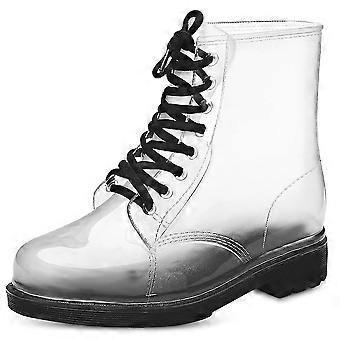 Damen-Regenstiefel zum Schnüren, wasserdicht, transparent, modische Outdoor-Schuhe – JJ
