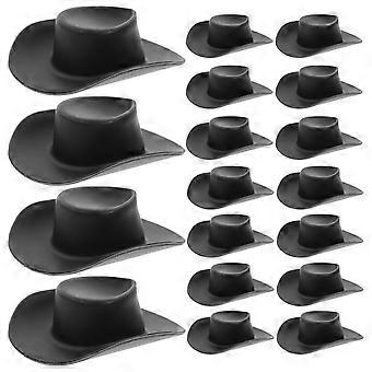Mini Cowboy Hats Miniature Western Hats for Pretend Play 100Pcs Black Plastic