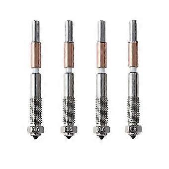 4Pcs Bimetal Nozzle 0.6mm for QIDI Q2 Q2c Bimetal Nozzle Ceramic Insulation Integrated 3D Printer Parts QG